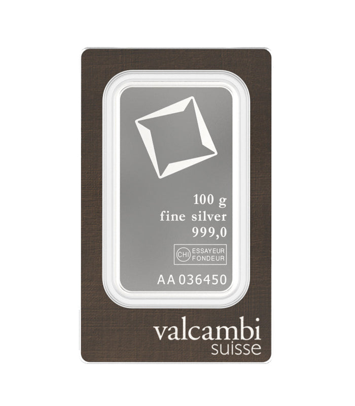 Valcambi Suisse 100g Silver Bar