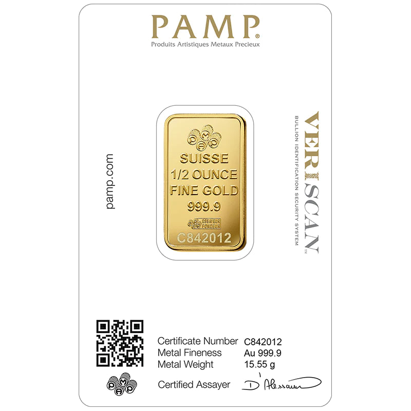Pamp Suisse Queen Fortuna Gold Bar 24KT - 1/2 Ounce