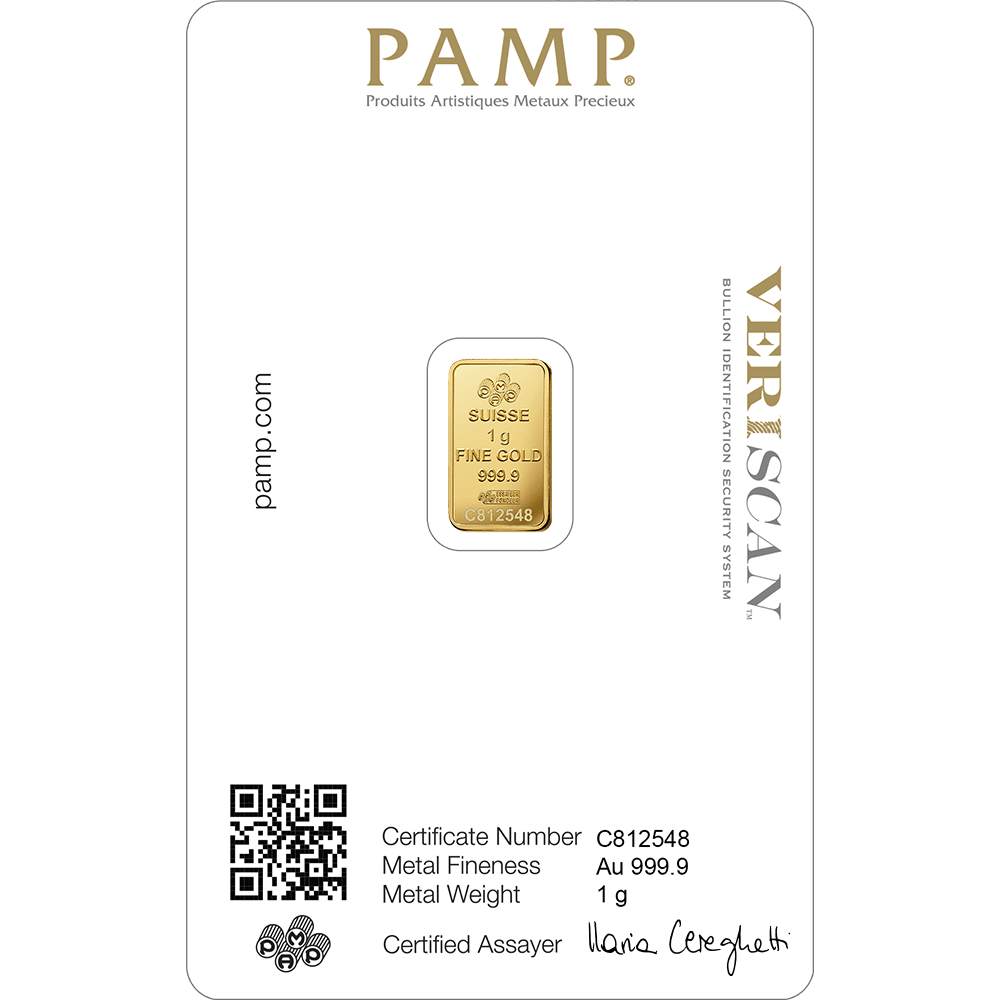 Pamp Suisse Queen Fortuna Gold Bar 24KT - 1 Gram - Malahi Gold Trading