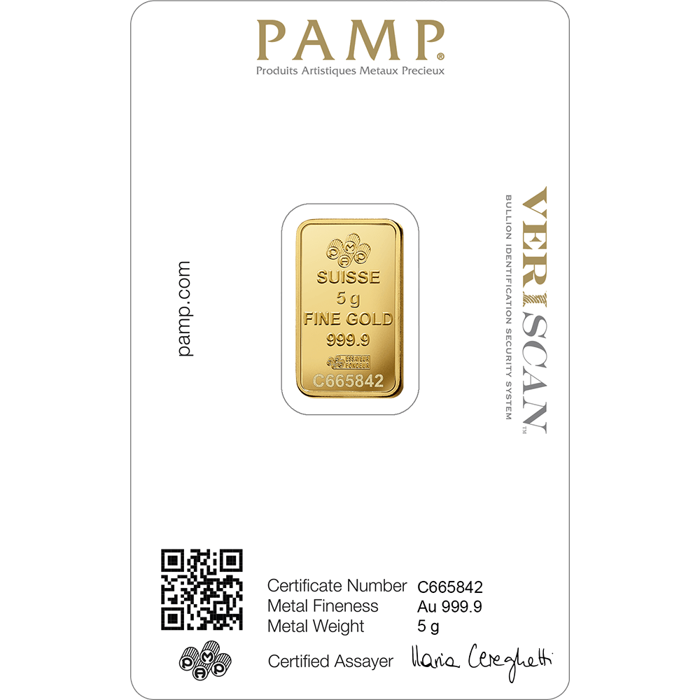 Pamp Suisse Queen Fortuna Gold Bar 24KT - 5 Gram - Malahi Gold Trading