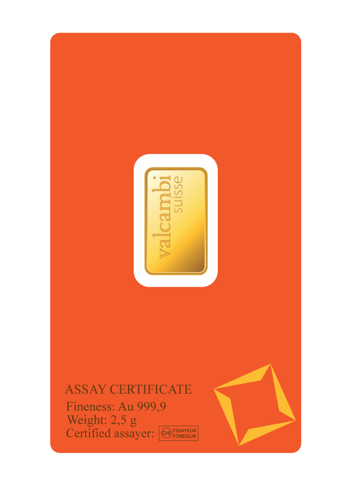 Valcambi Suisse Gold Bar 24KT - 2.5 gram - Malahi Gold Trading