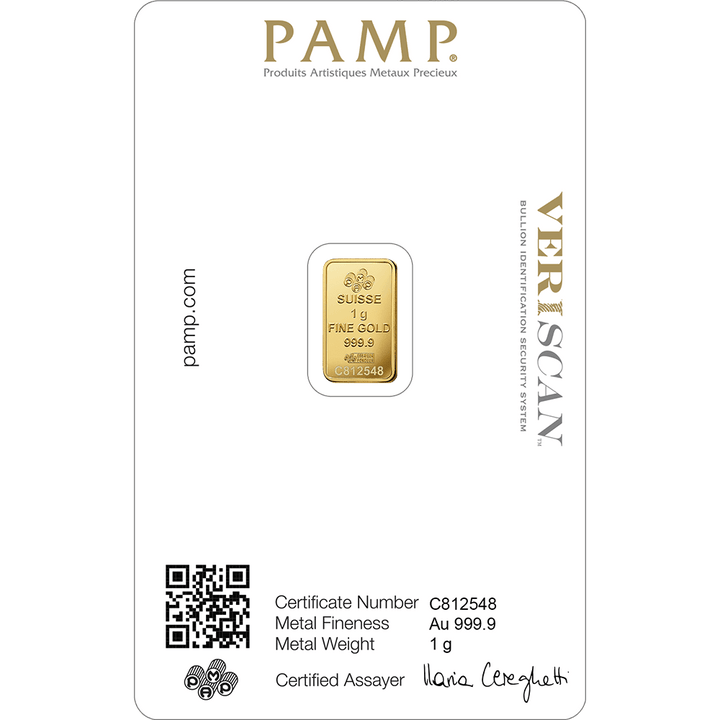 Pamp Suisse Queen Fortuna Gold Bar 24KT - 1 Gram - Malahi Gold Trading