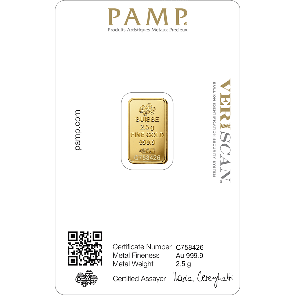 Pamp Suisse Queen Fortuna Gold Bar 24KT - 2.5 Gram - Malahi Gold Trading