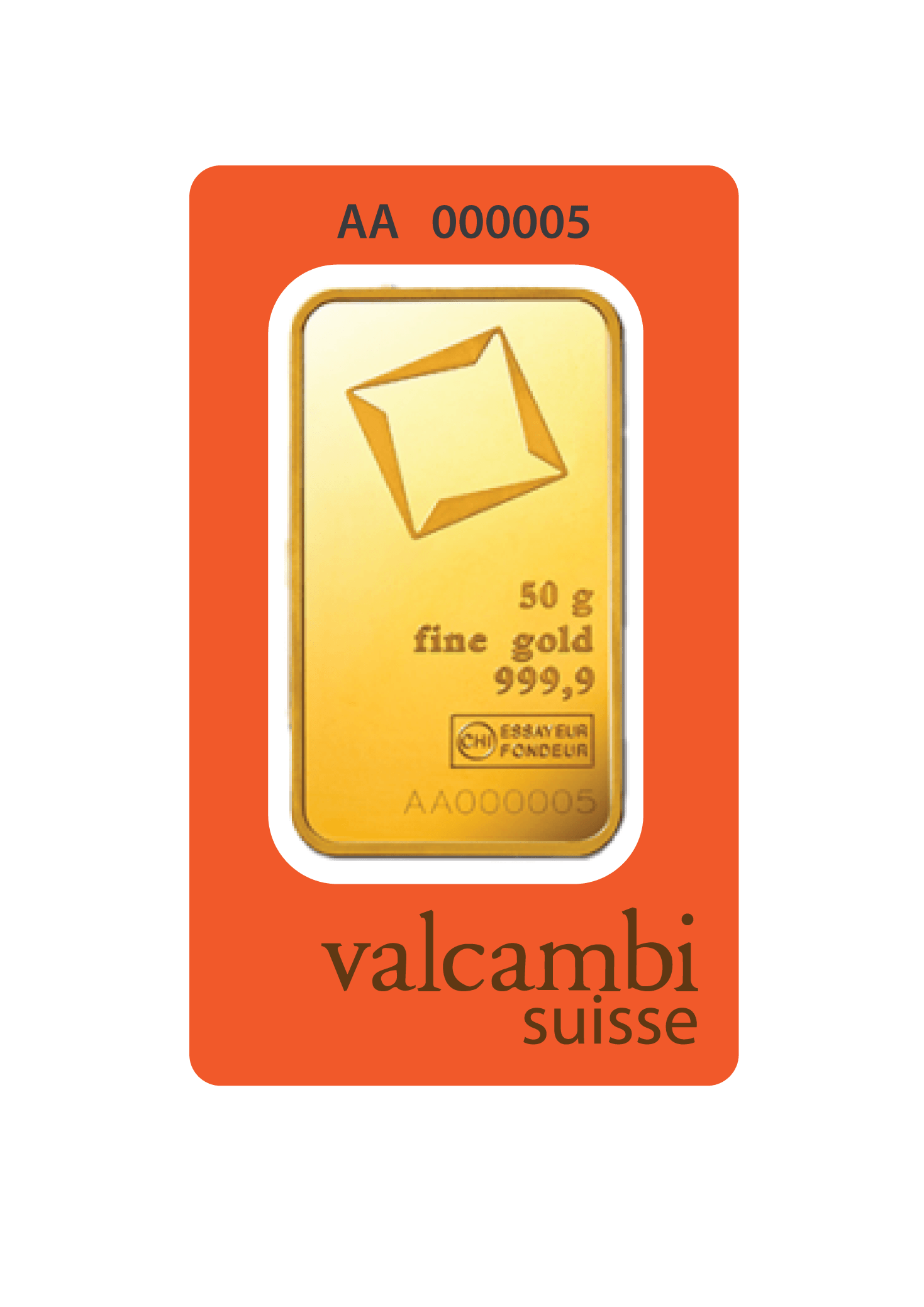 Valcambi Suisse Gold Bar 24KT - 50 gram - Malahi Gold Trading